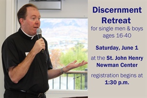 Discernment retreat set for June 1 at Newman Center