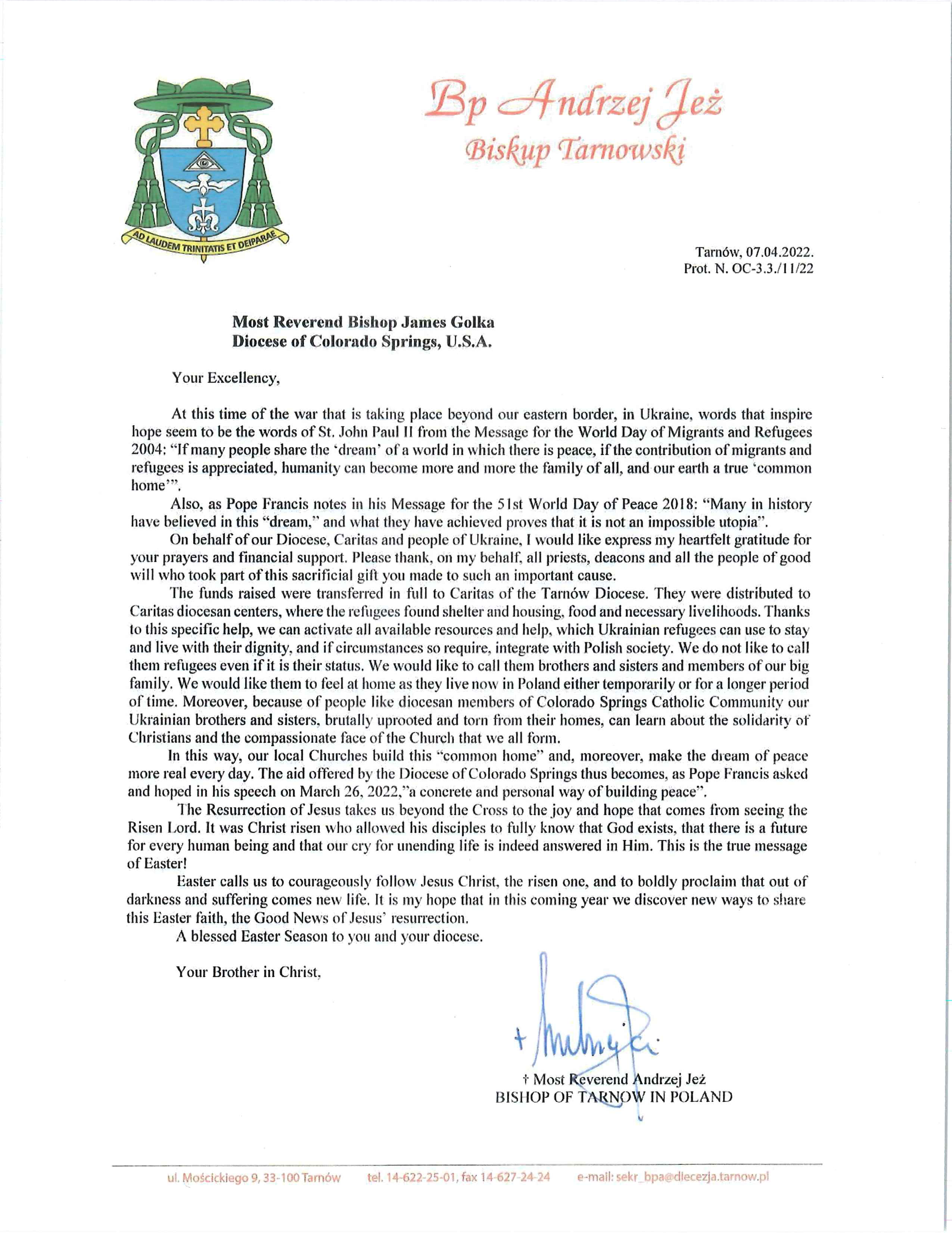 Pages from Bishop Jez Thank You Letter