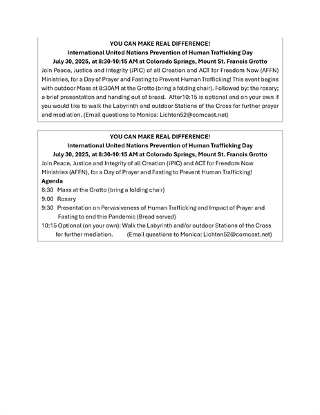 International UN Prevention of Human Trafficking Day