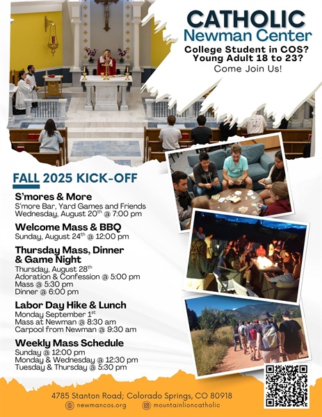 Catholic Newman Center Fall 2025 Kick Off - Welcome Mass & BBQ