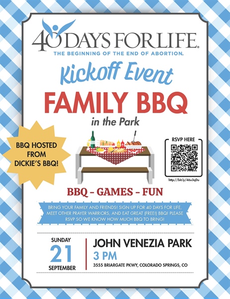 40 Days For Life - Kickoff BBQ