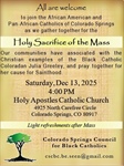 Holy Sacrifice of the Mass sponsored by Colorado Springs Council for Black Catholics