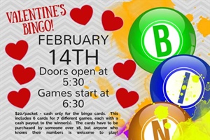 Valentine's Bingo for St. Peter Catholic School