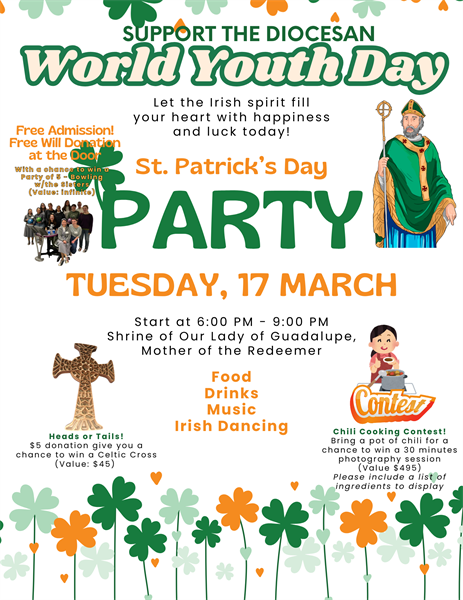 St. Patrick's Day Party - Support the Diocesan World Youth Day