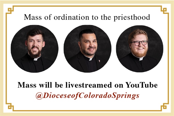Archbishop Golka will ordain three men to the priesthood on June 6 at 10 a.m. at Holy Apostles Parish