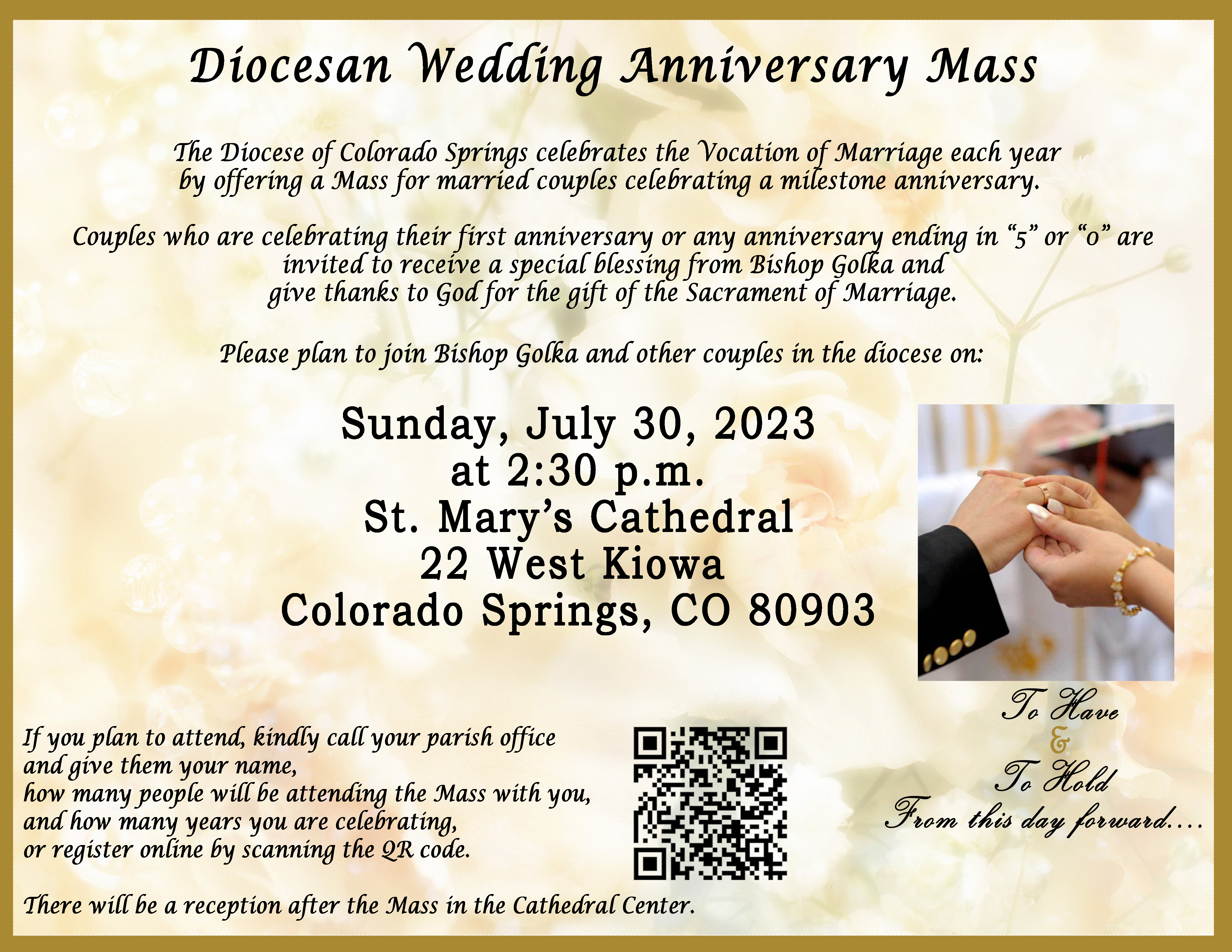 Diocesan Wedding Anniversary Mass - Calendar Module